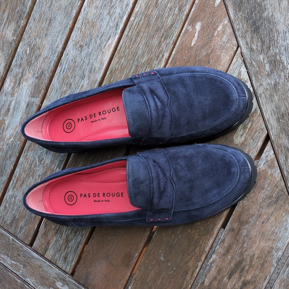 EUC Pas de Rouge | Marta Ink Suede Rubber Sole Penny Loafer Size EU 37.5 or US 7